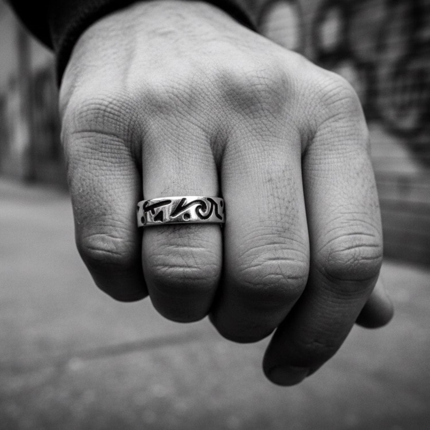 Incisioni Men’s Ring | Sterling Silver 925 with Black Enamel | One Of A Kind by Tg-Jewellery By Tamara Gervasio (incisioni-men-s-ring-sterling-silver-925-with-black-enamel-one-of-a-kind)