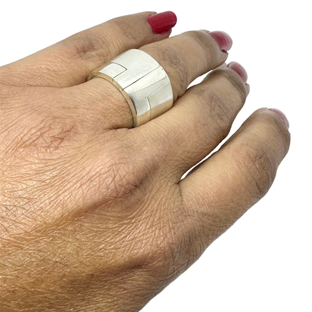 Sterling Silver Stackable Ring – Two Looks in One Design by Tg-Jewellery By Tamara Gervasio (sterling-silver-unisex-puzzle-stackable-ring-versatile-modern-design)