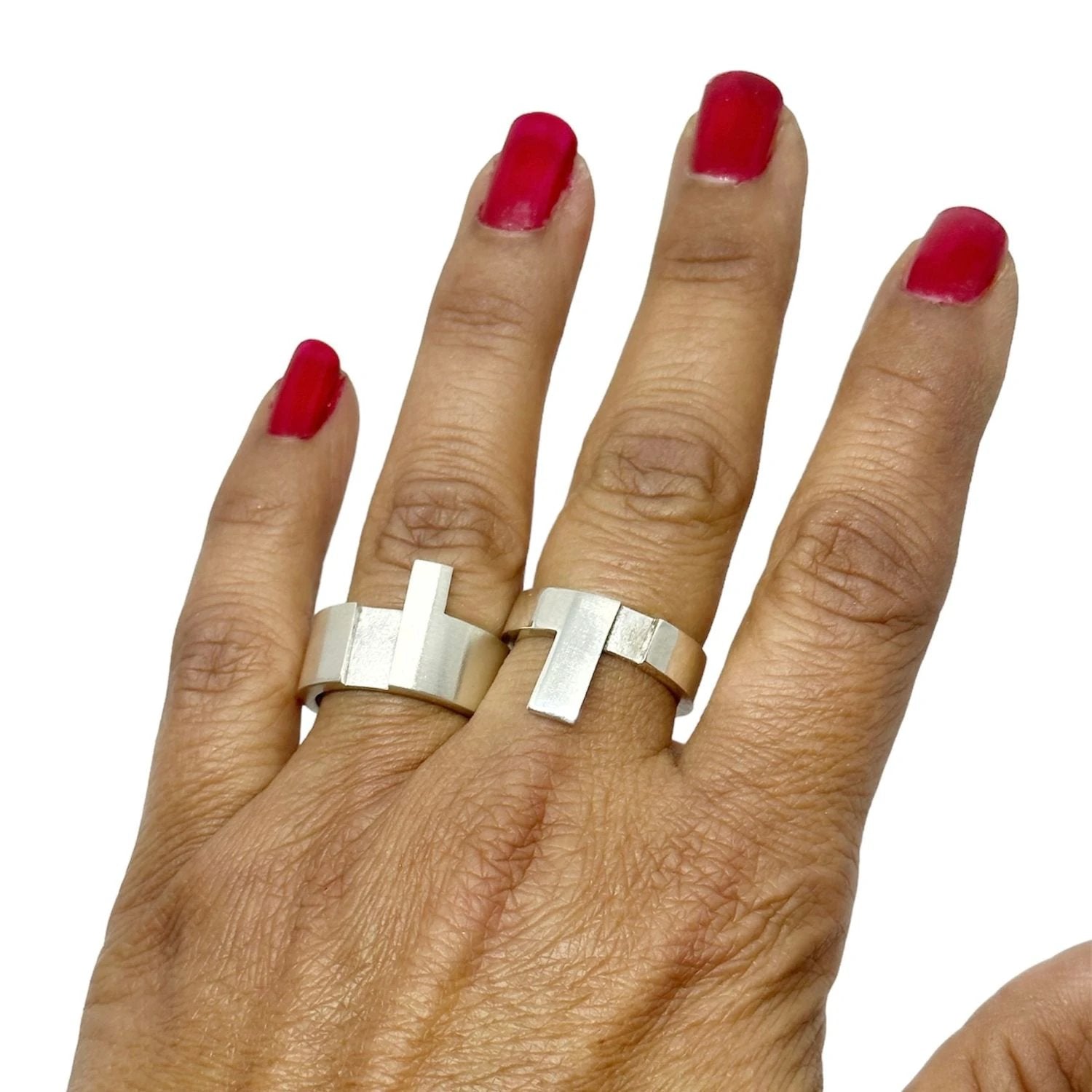 Sterling Silver Stackable Ring – Two Looks in One Design by Tg-Jewellery By Tamara Gervasio (sterling-silver-unisex-puzzle-stackable-ring-versatile-modern-design)