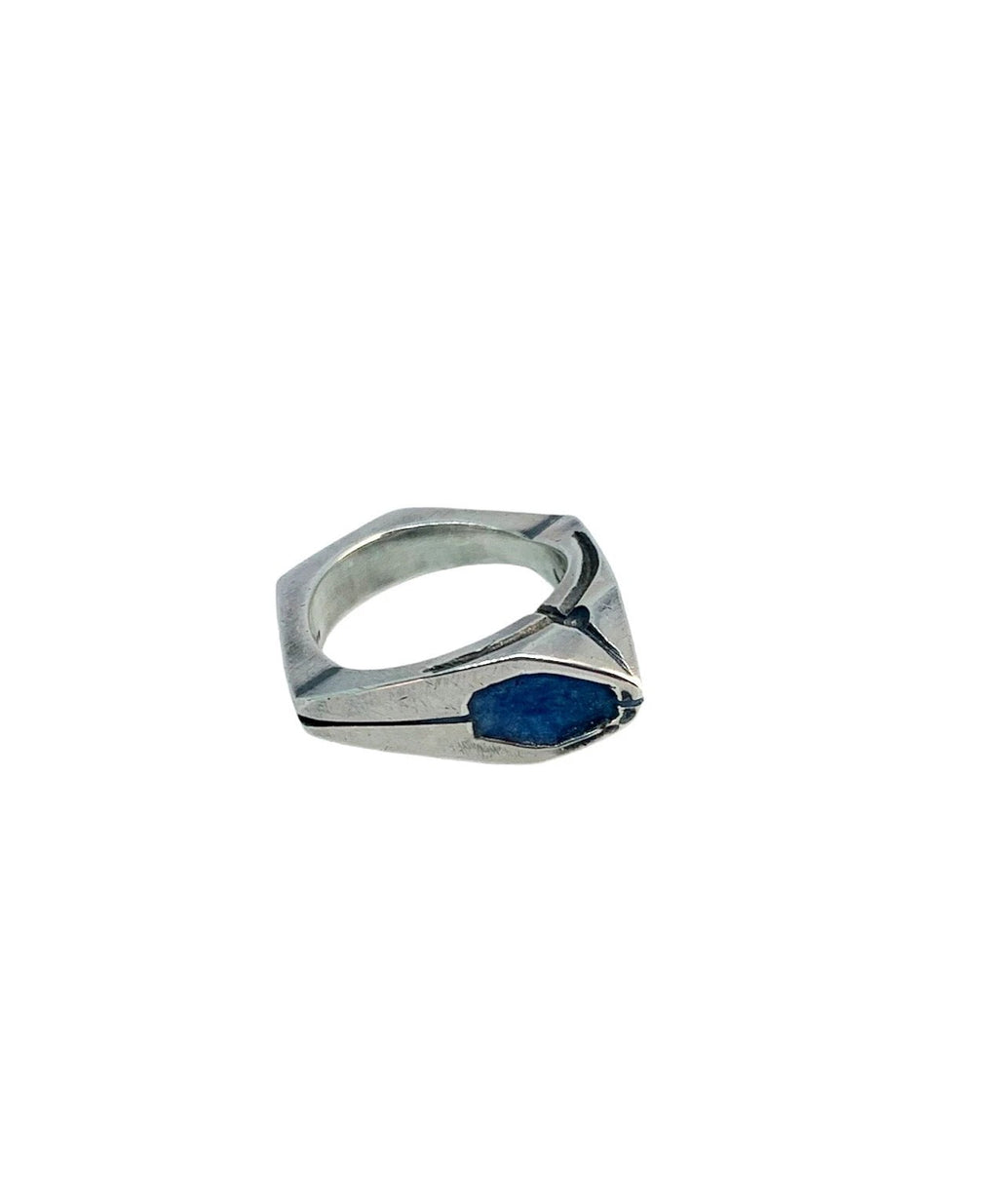 Sterling Silver Enamel Ring - Handcrafted Blue Ceramic Statement by Tg-Jewellery By Tamara Gervasio (punta-enamel-ring-sterling-silver-925-with-blue-colorit-ceramic)
