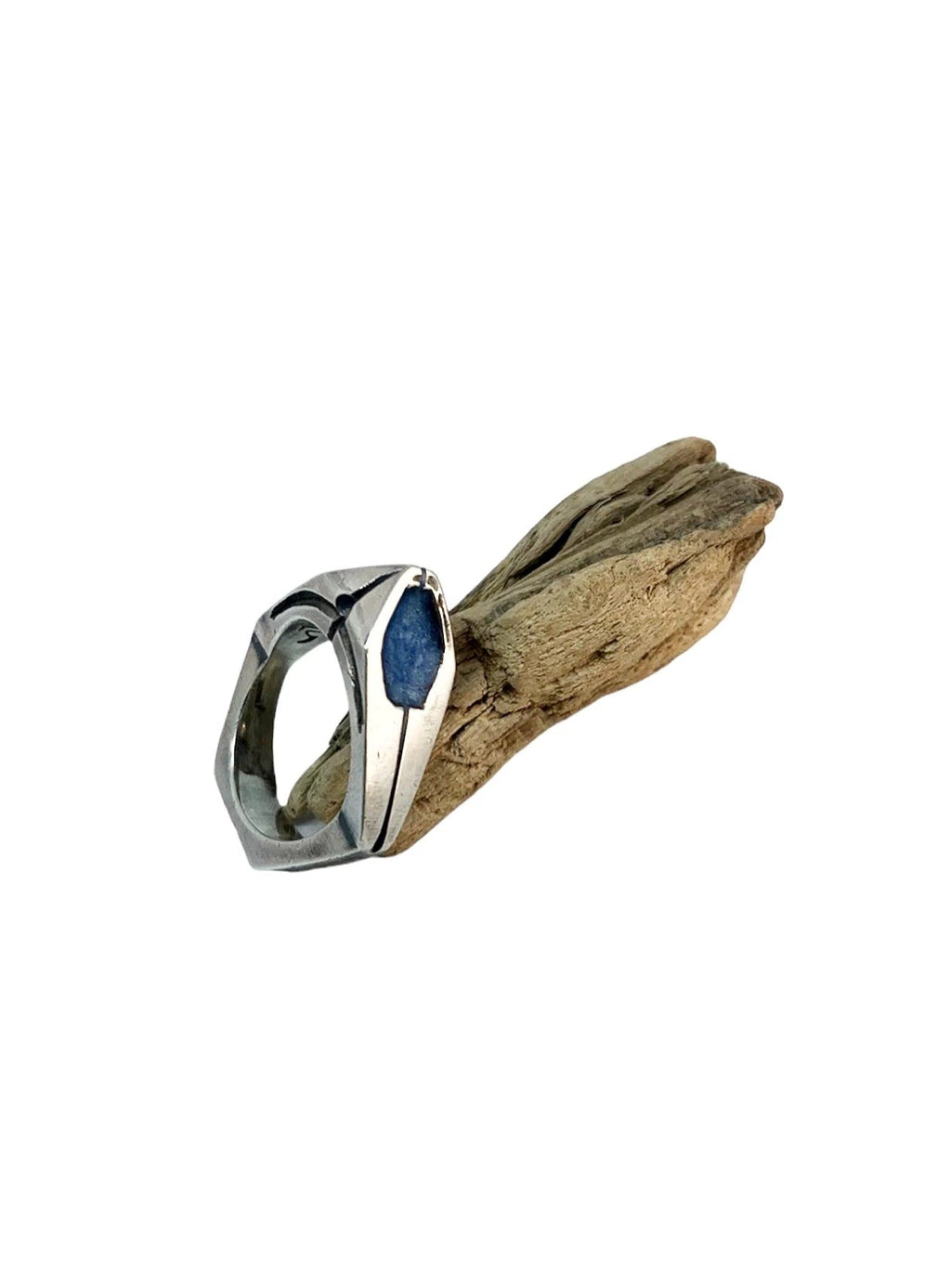 Sterling Silver Enamel Ring - Handcrafted Blue Ceramic Statement by Tg-Jewellery By Tamara Gervasio (punta-enamel-ring-sterling-silver-925-with-blue-colorit-ceramic)