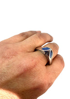 Sterling Silver Enamel Ring - Handcrafted Blue Ceramic Statement by Tg-Jewellery By Tamara Gervasio (punta-enamel-ring-sterling-silver-925-with-blue-colorit-ceramic)