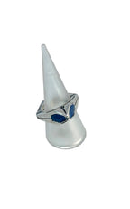 Sterling Silver Enamel Ring - Handcrafted Blue Ceramic Statement by Tg-Jewellery By Tamara Gervasio (punta-enamel-ring-sterling-silver-925-with-blue-colorit-ceramic)