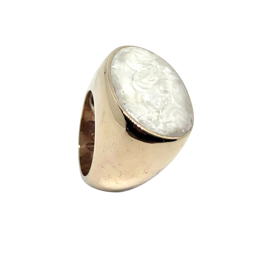 Cocktail Ring – One-of-a-Kind Bronze Statement Piece by Tg-Jewellery By Tamara Gervasio (one-of-a-kind-cocktail-ring-with-mother-of-pearl-ceramic-enamel-bronze-one-of-a-kind)