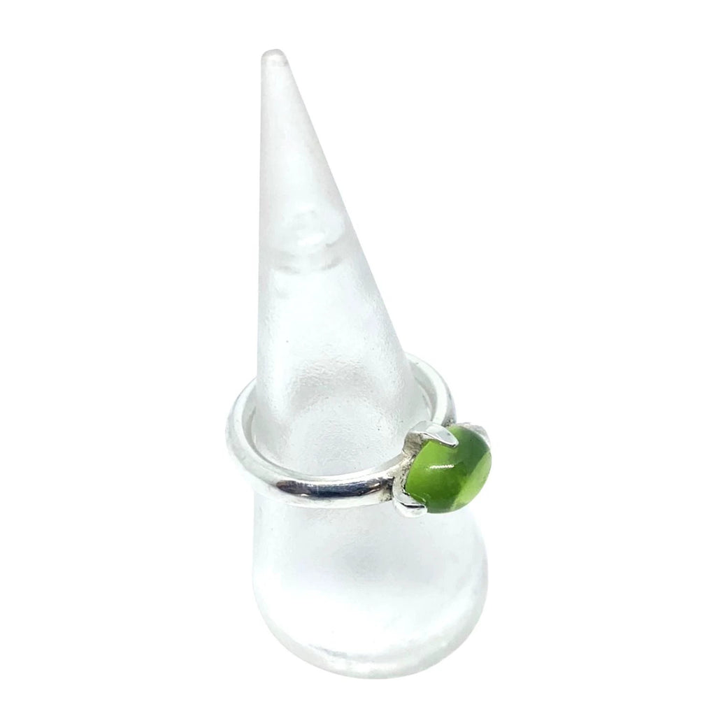 Peridot Ring - Handmade Sterling Silver Minimalist Design by Tg-Jewellery By Tamara Gervasio (simplicity-ring-with-oval-peridot-cabochon-sterling-silver-one-of-a-kind)
