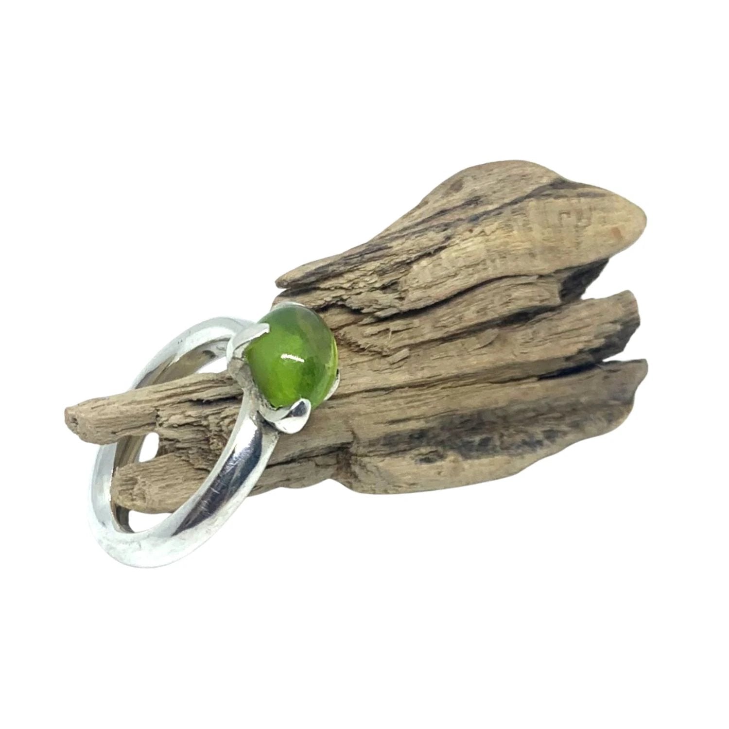 Peridot Ring - Handmade Sterling Silver Minimalist Design by Tg-Jewellery By Tamara Gervasio (simplicity-ring-with-oval-peridot-cabochon-sterling-silver-one-of-a-kind)