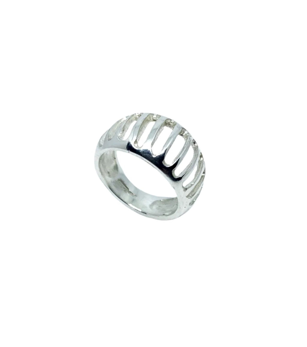 Sterling Silver Statement Ring – Bold Contemporary Design by Tg-Jewellery By Tamara Gervasio (egg-shape-grill-band-ring-in-sterling-silver)