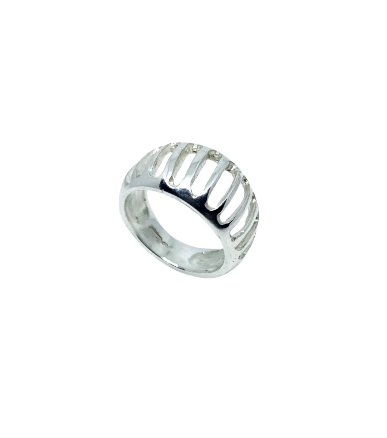 Sterling Silver Statement Ring – Bold Contemporary Design by Tg-Jewellery By Tamara Gervasio (egg-shape-grill-band-ring-in-sterling-silver)