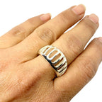 Sterling Silver Statement Ring – Bold Contemporary Design by Tg-Jewellery By Tamara Gervasio (egg-shape-grill-band-ring-in-sterling-silver)