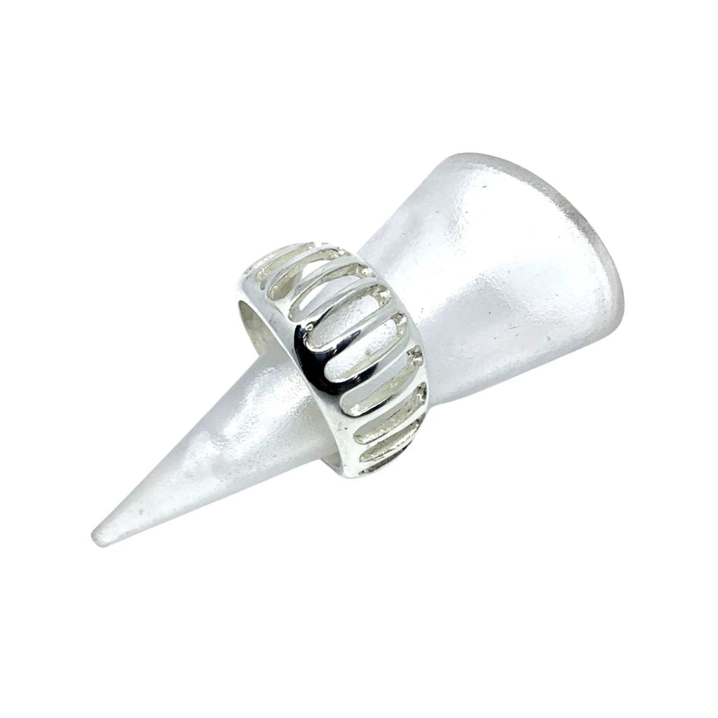 Sterling Silver Statement Ring – Bold Contemporary Design by Tg-Jewellery By Tamara Gervasio (egg-shape-grill-band-ring-in-sterling-silver)