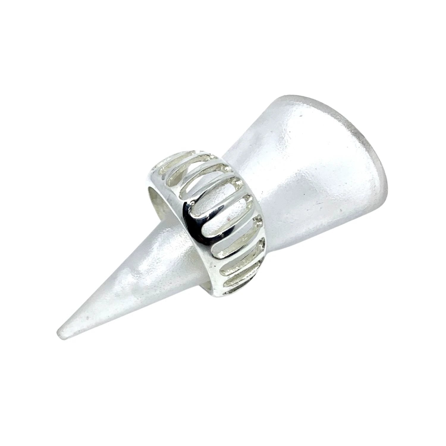 Sterling Silver Statement Ring – Bold Contemporary Design by Tg-Jewellery By Tamara Gervasio (egg-shape-grill-band-ring-in-sterling-silver)