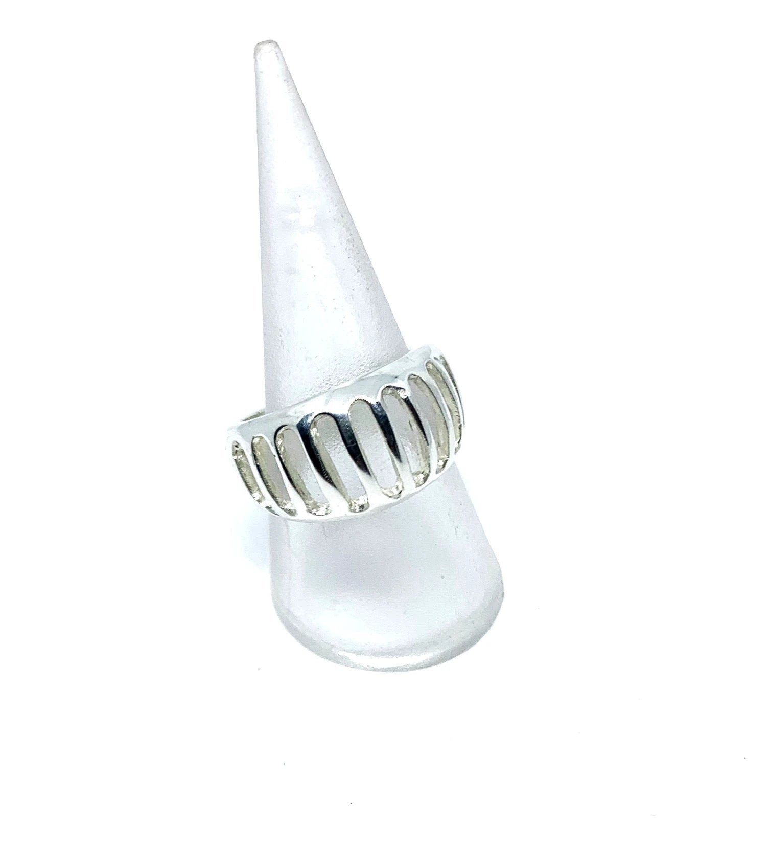 Sterling Silver Statement Ring – Bold Contemporary Design by Tg-Jewellery By Tamara Gervasio (egg-shape-grill-band-ring-in-sterling-silver)