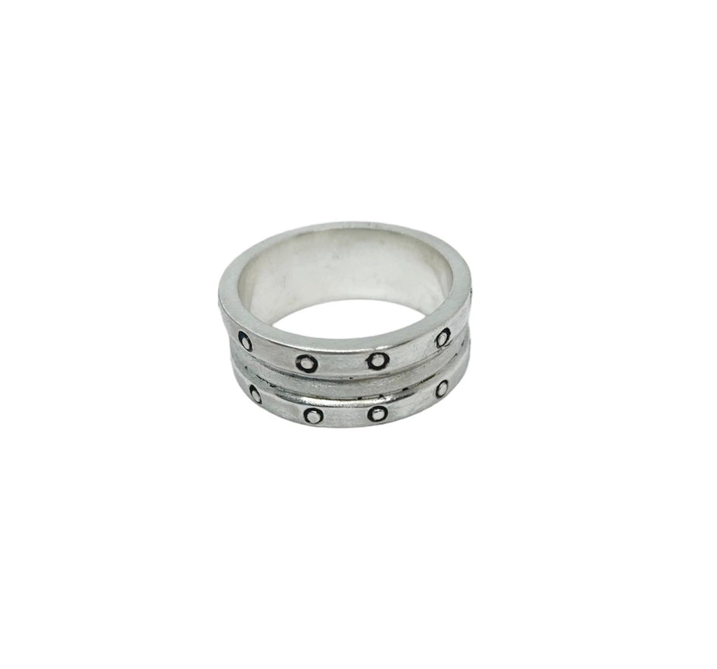 Men's Silver Ring - One of a Kind Handmade Chunky Band by Tg-Jewellery By Tamara Gervasio (one-of-a-kind-dots-ring-handmade-chunky-silver-band-for-men)