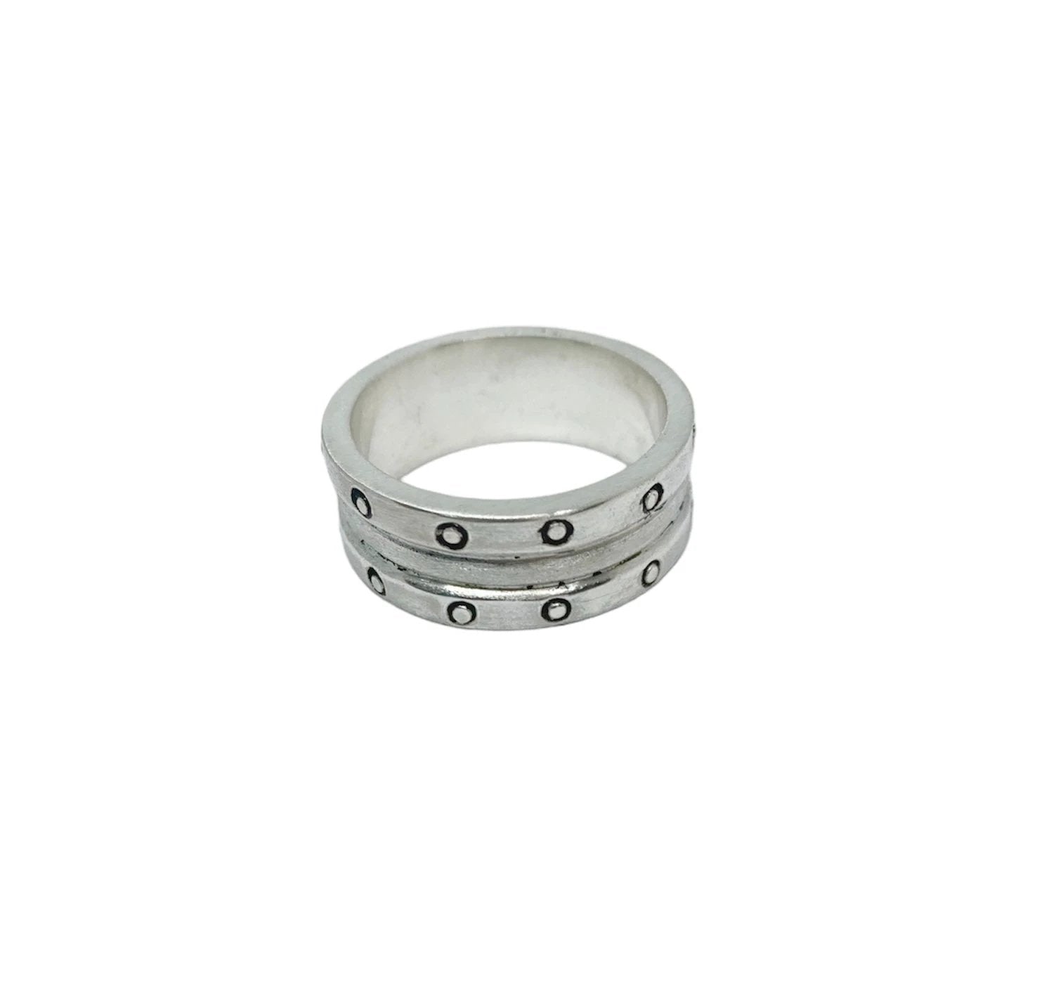 Men's Silver Ring - One of a Kind Handmade Chunky Band by Tg-Jewellery By Tamara Gervasio (one-of-a-kind-dots-ring-handmade-chunky-silver-band-for-men)