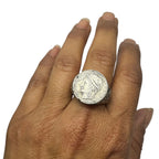 Roman Coin Signet Ring – Handcrafted Sterling Silver Statement by Tg-Jewellery By Tamara Gervasio (roman-lira-coin-signet-ring-sterling-silver-artisan-design)