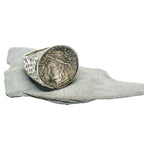 Roman Coin Signet Ring – Handcrafted Sterling Silver Statement by Tg-Jewellery By Tamara Gervasio (roman-lira-coin-signet-ring-sterling-silver-artisan-design)