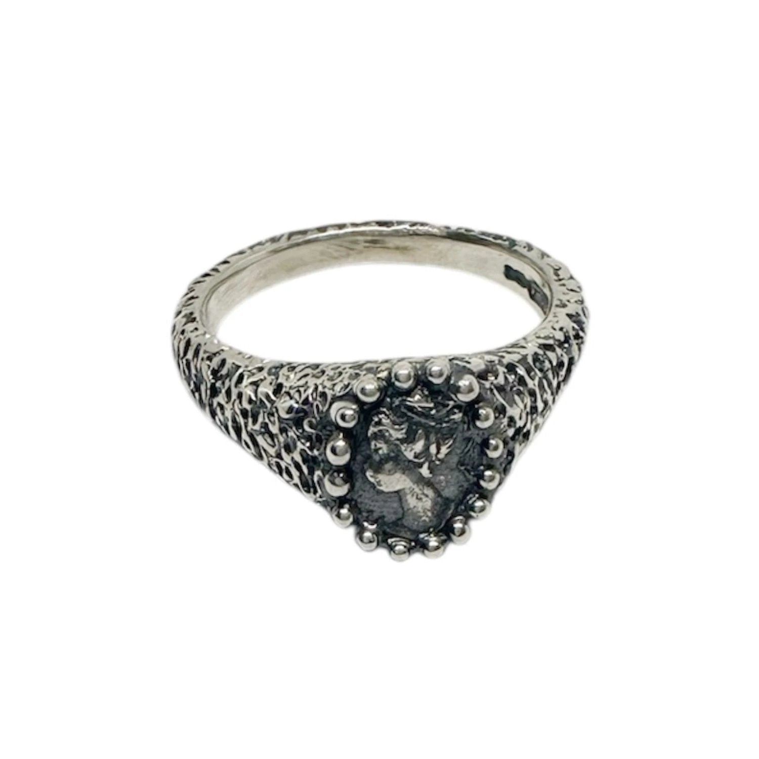Sterling Silver Ring – Hand-Carved Cameo Design by Tg-Jewellery By Tamara Gervasio (ancient-cameo-muse-textured-ring-hand-carved-sterling-silver-one-of-a-kind)