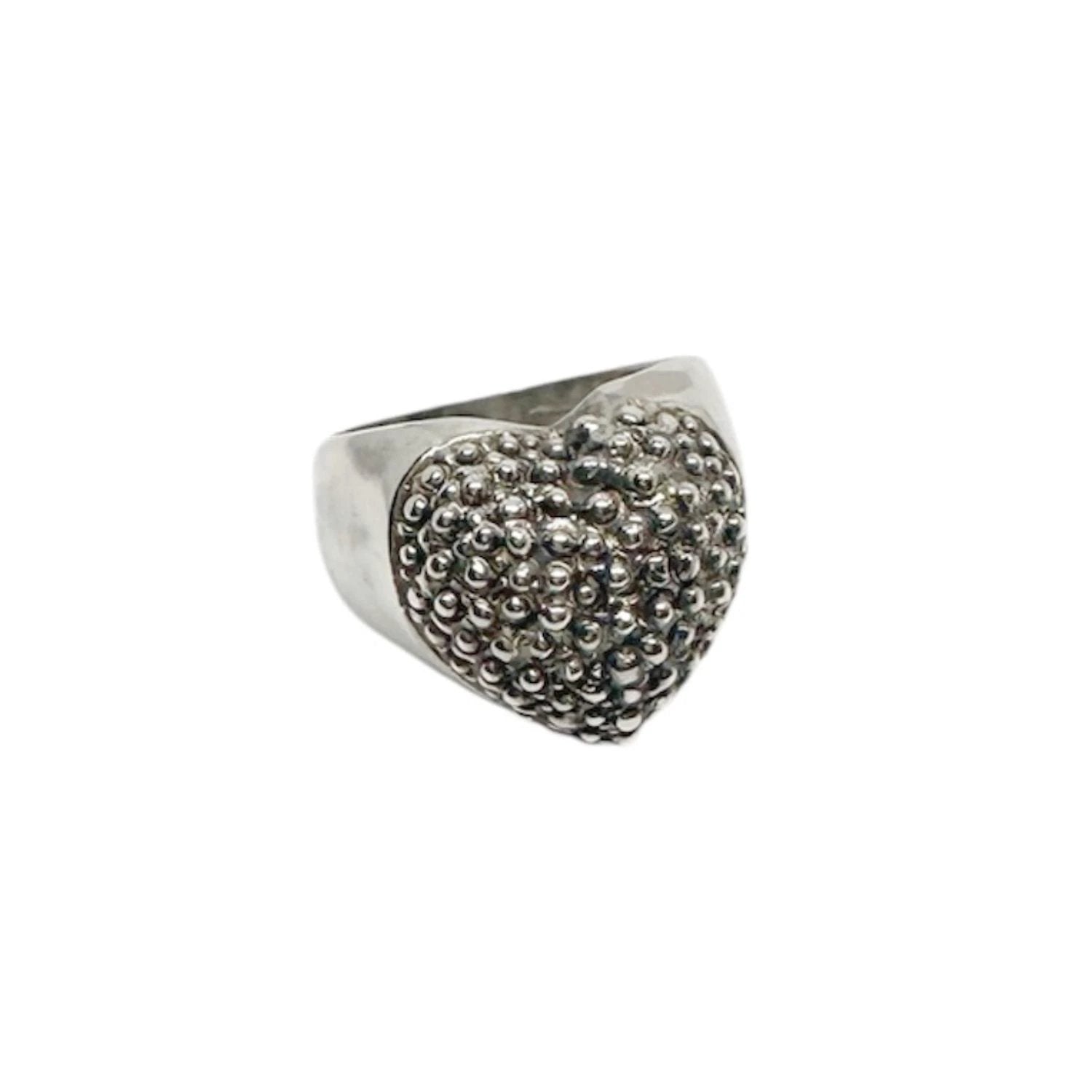 Sterling Silver Heart Ring – Handcrafted Statement Piece by Tg-Jewellery By Tamara Gervasio (hand-carved-sterling-silver-heart-ring-textured-statement-ring)