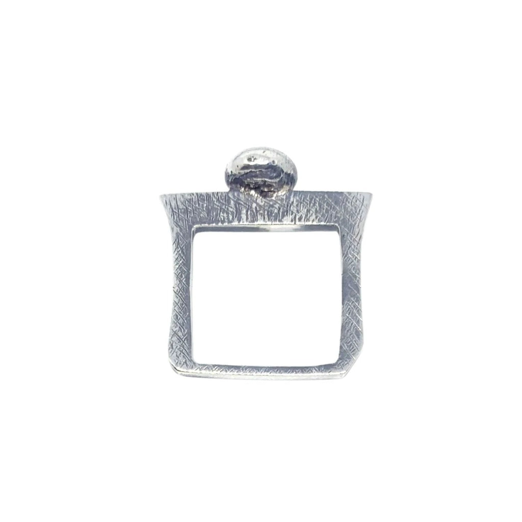 Sterling Silver Ring - Handcrafted Square Pebble Design by Tg-Jewellery By Tamara Gervasio (square-pebble-ring-oxide-polish-finish-recycled-sterling-silver-one-of-a-kind)