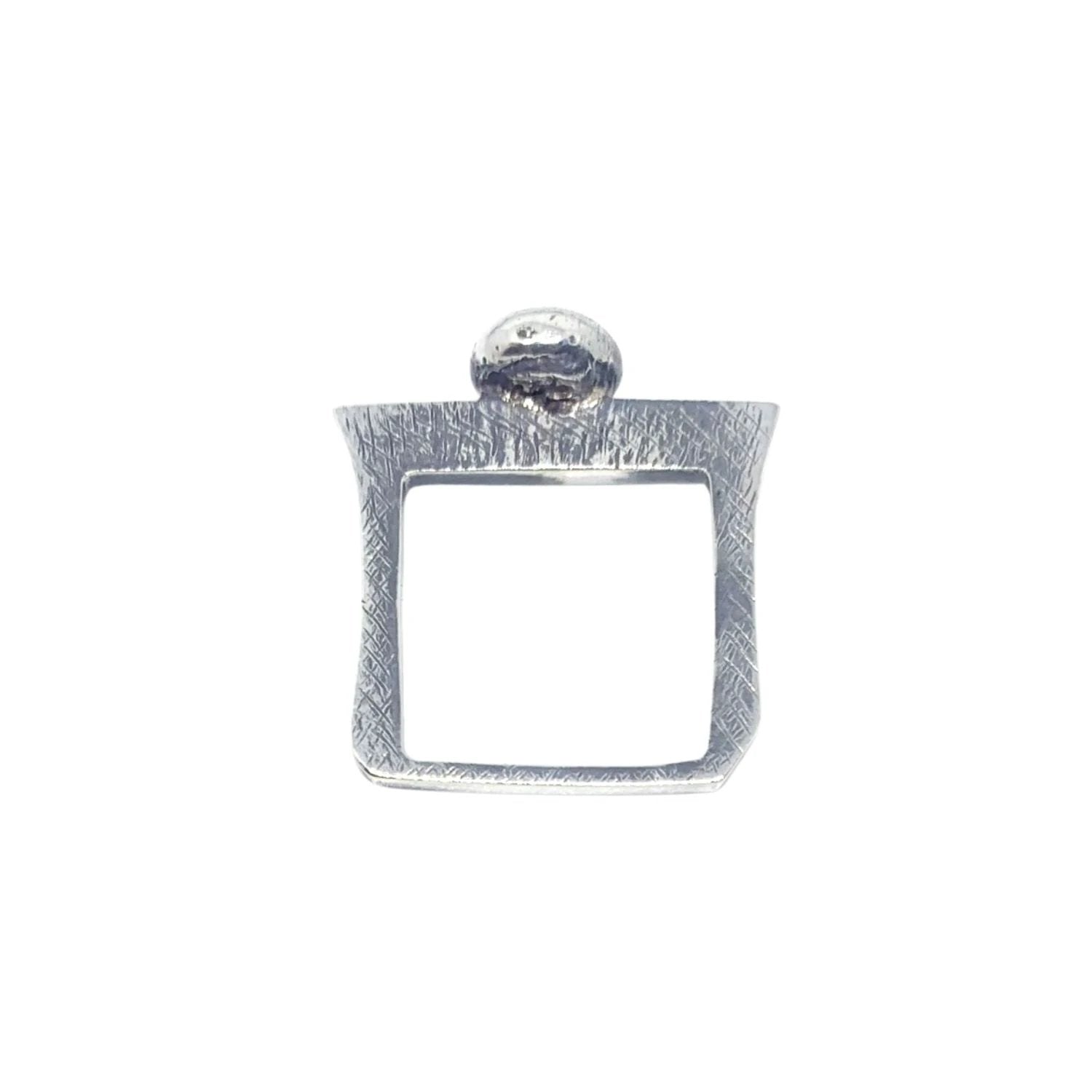Sterling Silver Ring - Handcrafted Square Pebble Design by Tg-Jewellery By Tamara Gervasio (square-pebble-ring-oxide-polish-finish-recycled-sterling-silver-one-of-a-kind)