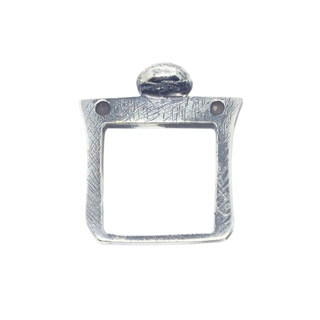 Sterling Silver Ring - Handcrafted Square Pebble Design by Tg-Jewellery By Tamara Gervasio (square-pebble-ring-oxide-polish-finish-recycled-sterling-silver-one-of-a-kind)